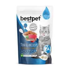 Bestpet Ton Balıklı ve Hamsili Tahılsız Yetişkin Kedi Yaş Maması 85 Gr 12 Adet
