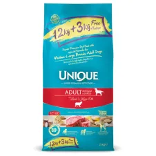 Unique Orta ve İri Irk Yetişkin Köpek Maması Kuzu Etli 15 kg (12+3 kg)