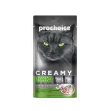 Prochoice Creamy Tavuklu, Keçi Sütlü ve İstridyeli Sıvı, Kedi Ödül Maması 4x15gr (6 Paket)