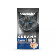 Prochoice Creamy Tavuklu ve Karidesli Sıvı, Kedi Ödül Maması 4x15gr (6 Paket)